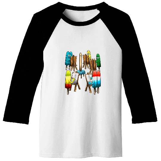 Fun Popsicle Act Sketch Drawing School Art Class for Artists Baseball Tees