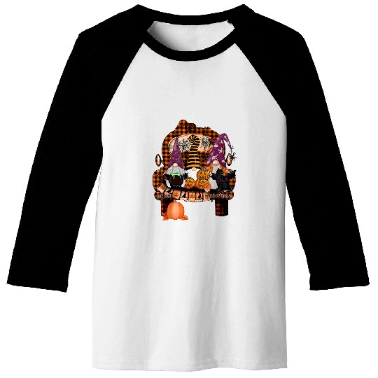 Halloween Gnomes Cute Autumn Pumpkin Fall Funny Holiday 32 Baseball Tees