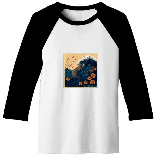 Surrealism Japanese Painting Groundhog Baseball Tees