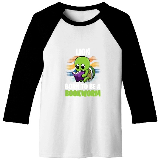 Reading Book Lion Born To Be A Bookworm Personalized 3 Reader Baseball Tees