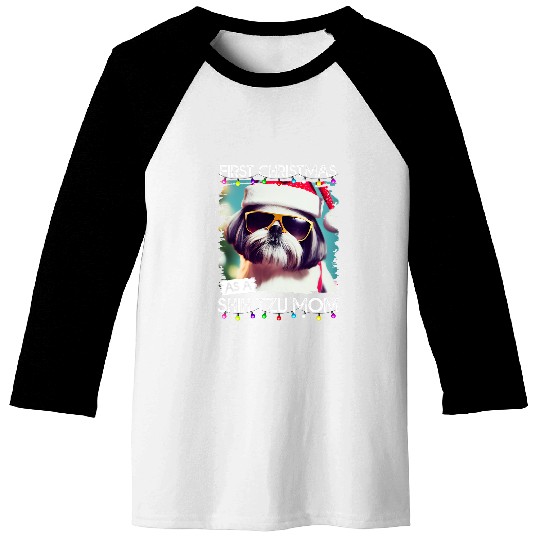 First Christmas as a Shih Tzu mom 4 Baseball Tees