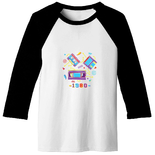 80s Nostalgia Floppy Disk Record Player Retro 80s Music Baseball Tees