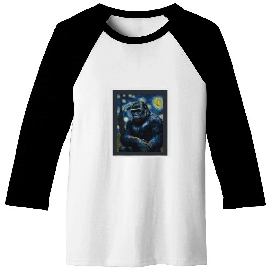 Starry Night Vincent Van Gogh Painting Gorilla Baseball Tees