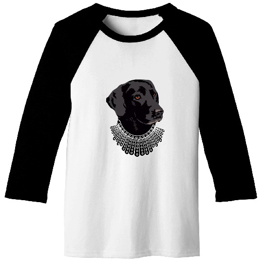 Labrador Lab Dog with Ruth Bader Ginsburg Collar RBG Labrador Baseball Tees