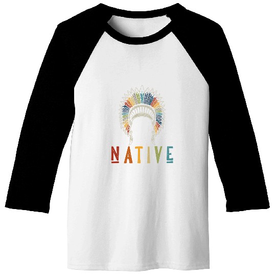 Retro Native American Chief Traditional Art 451 Baseball Tees