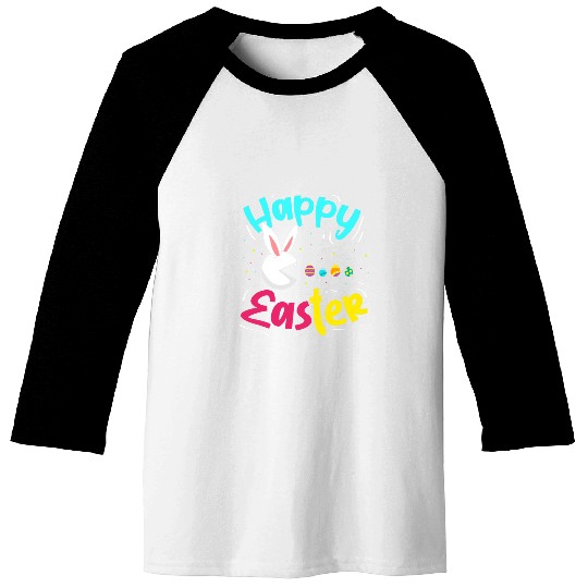Rabbits Happy Easter Cute Rabbit Eating Easter Eggs Easter Sunday Baseball Tees