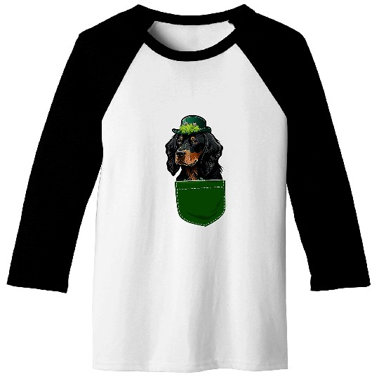 Gordon Setter St Patricks Day Dog Lover Pocket Baseball Tees