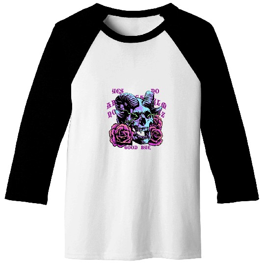 Skeletons Skulls Pastel Goth Baphomet Demon Satanic Devil Goats Skull Satanic 76 Skull Baseball Tees