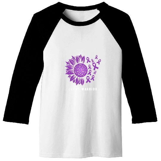 Lupus Warrior Sunflower with purple ribbons Baseball Tees