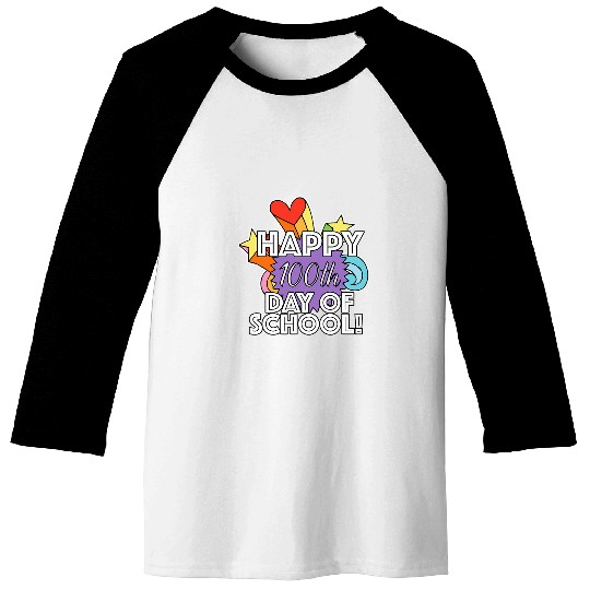 Happy 100th Day of School Student or Elementary Teacher Baseball Tees