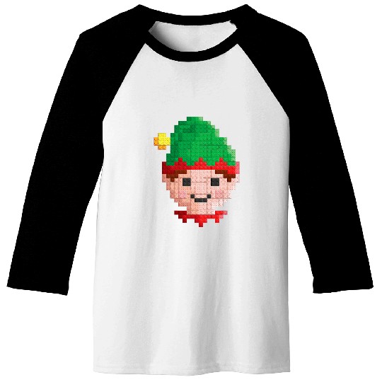 Christmas Master Builder Block Brick Building Elf face Baseball Tees