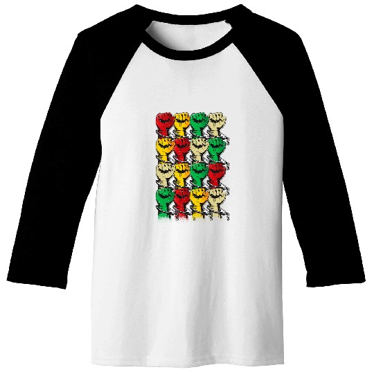 Black history month Black Power Fists for Black Equality Baseball Tees