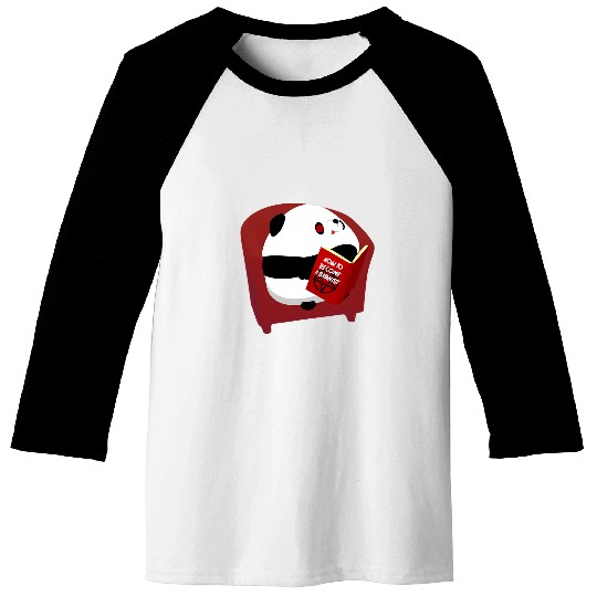 Funny Bear How to become a Satanist Panda reads book Cute Bears Baseball Tees