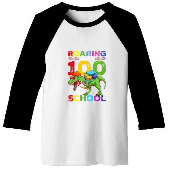 Roaring Into 100 Days Of School Dinosaur T Rex Backpack Boy Baseball Tees