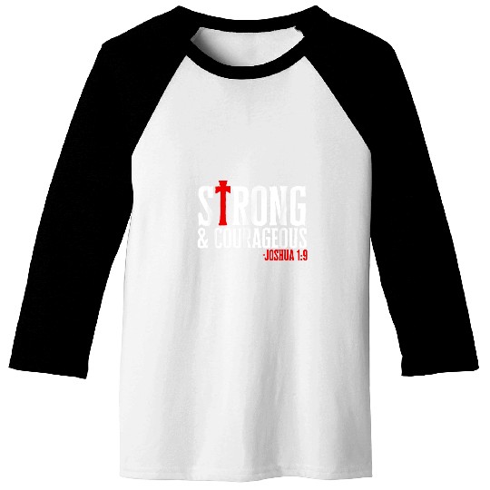 Strong Courageous Joshua 19 Baseball Tees