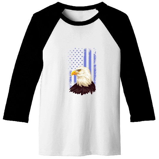Eagle Flag Blue Bald Eagle American Patriotic Baseball Tees