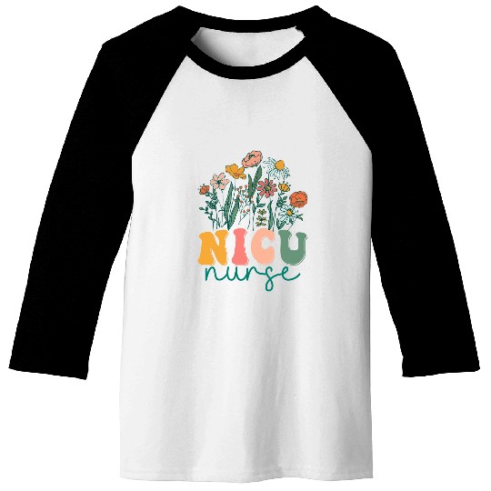 Groovy Wildflower Neonatal Intensive Care nurses Tees Baseball Tees