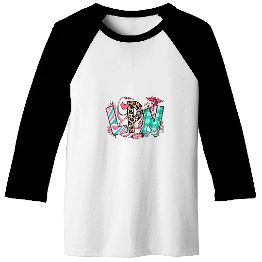 LPN Licensed Practical nurses Leopard Stethoscope nurses Baseball Tees