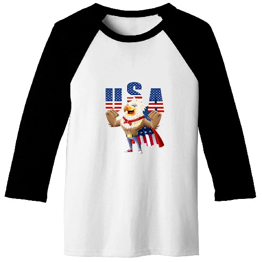 4th of July  Bald Eagle Hero US Flag Baseball Tees