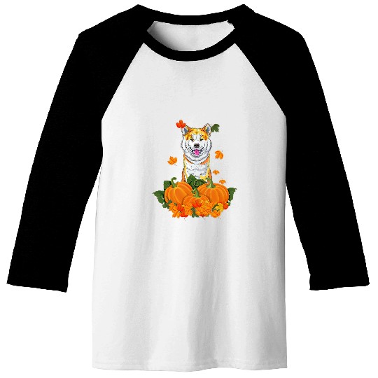 Akita Thanksgiving Pumpkin Fall Gift Baseball Tees