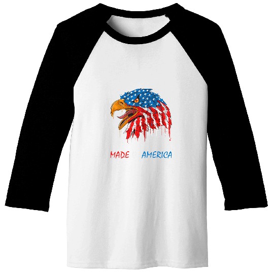 American Flag Patriotic Eagle Made In America Baseball Tees