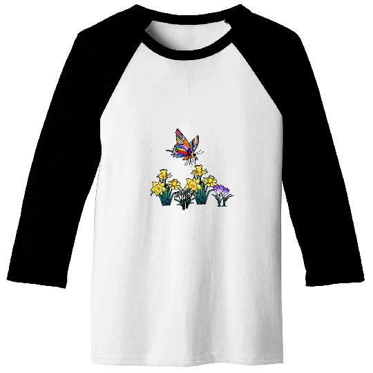 Easter Spring Daffodil Crocus Butterfly Children Baseball Tees