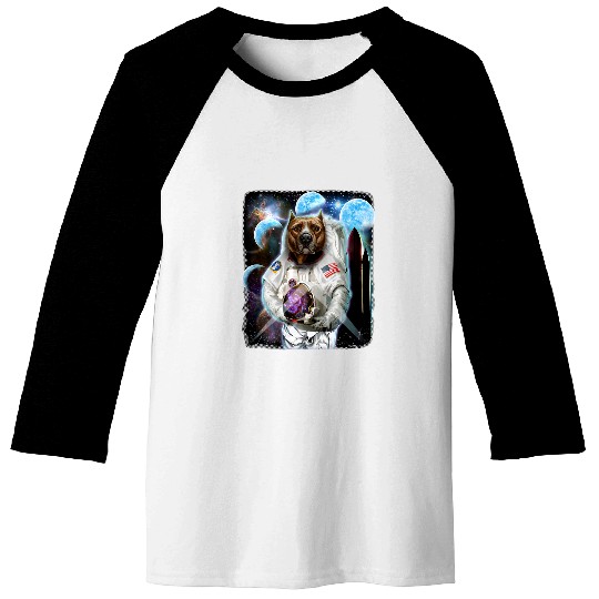 Pit Bull Terrier Dog as Astronaut Explore Space and Galaxy 3 Baseball Tees