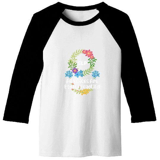 Floral SLP Speech Therapy Quote Pathologist Therapist Baseball Tees