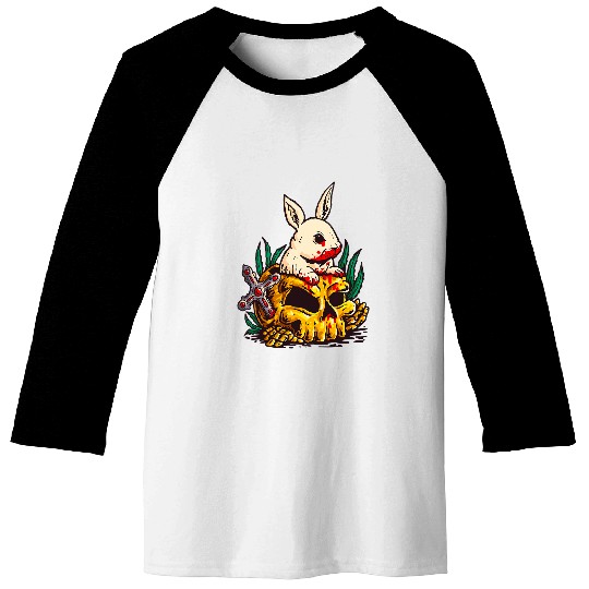Skeletons Skulls Scary Rabbit Bloody Skull Baseball Tees