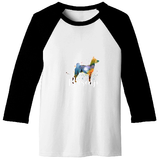 Basenji Watercolor Rainbow Dog Lovers Gift Baseball Tees
