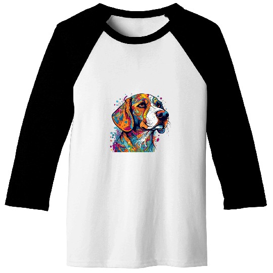 Beagle Bliss Digital Pet Art Design Baseball Tees