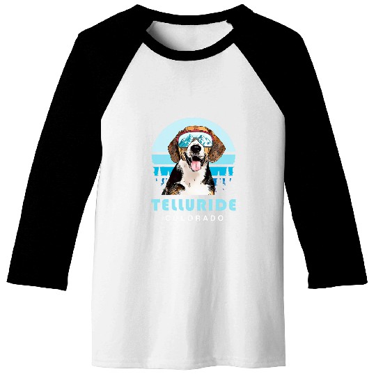 Beagle Winter Skis Telluride Colorado Dog Lover Baseball Tees