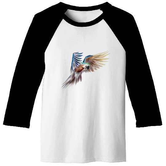 Blue Yellow Macaw Flight Hand Drawn Style Baseball Tees