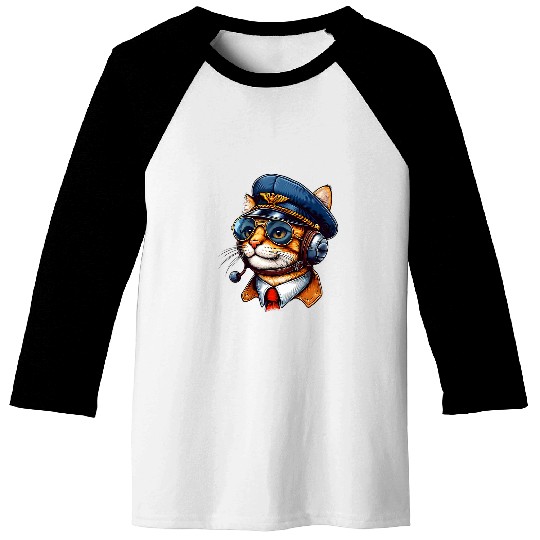 Pilot Cat Baseball Tees