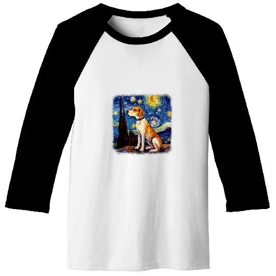 Dog in starry night van gogh Beagle Baseball Tees
