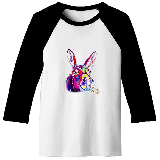 Colored Donkey Colorful Flower Donkey Mom Lovers Baseball Tees