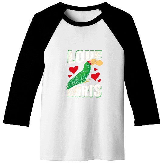 Green Macaw Parrot Love Hurts Design for a Bird owner Baseball Tees