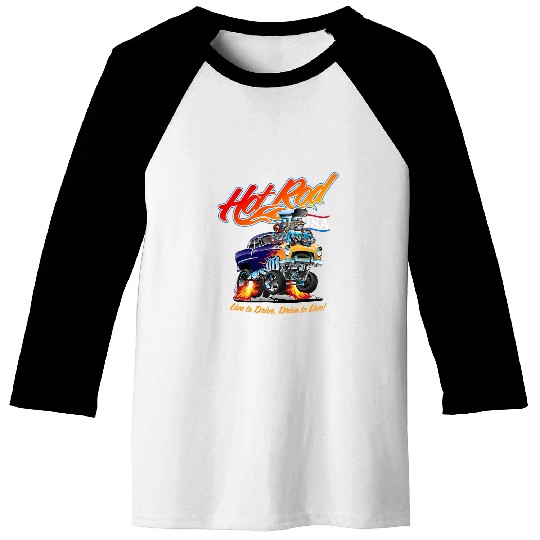 Hotrod USA Classic Muscle Car Cartoon Race Car Funny Car Baseball Tees