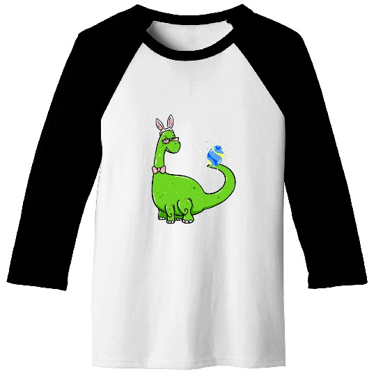 Brontosaurus Bunny Ears Egg Easter Day Dinosaur Dino Boys 1 Baseball Tees