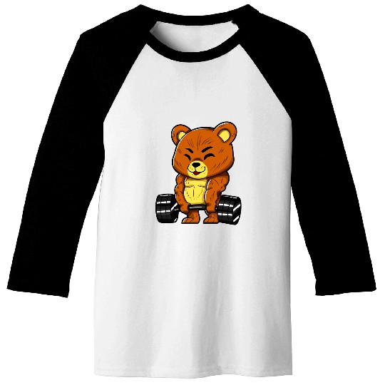 Funny Bear Bodybuilder Bodybuilding Muscle Gym Weightlifting Cute Bears Baseball Tees