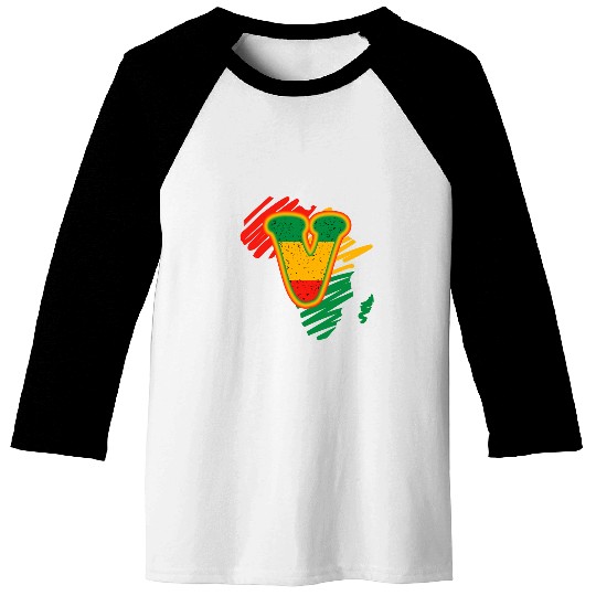 Black History Month Initial Letter V Monogram Name African Baseball Tees
