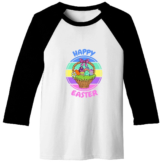 Happy Easter Egg Basket Baseball Tees