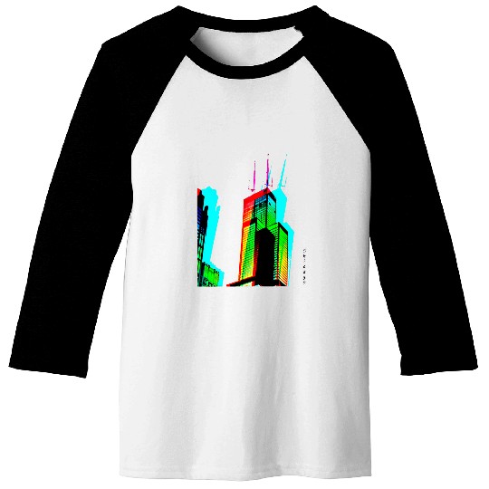 Chicago Willis Tower Sears Tower Color Prism Baseball Tees