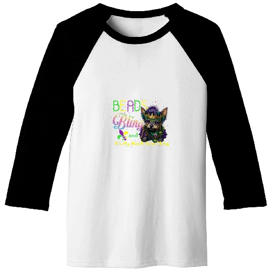 Beads Bling Yorkie Mardi Gras Thing carnivals Masquerade Baseball Tees