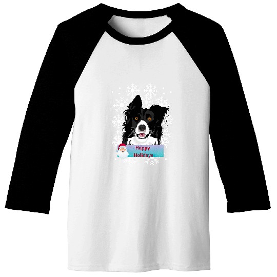 Border Collie Pet Happy Holidays Herding Baseball Tees