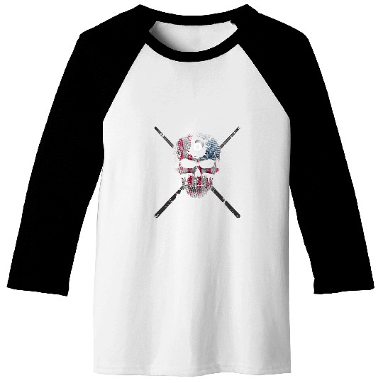 Sport Billiard Skull American Flag Skull Billiards Pool Player Baseball Tees