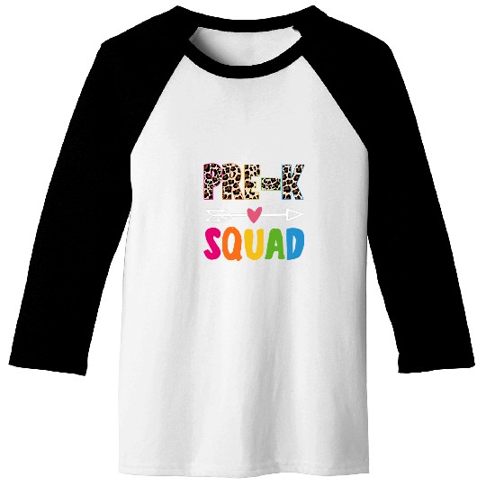 PreK Squad Leopard Print Back To School Teacher Student 2 Baseball Tees