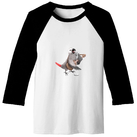 Funny Guitar African Grey Parrot Singing Guitar Player Musician Bird Cute 2 Baseball Tees