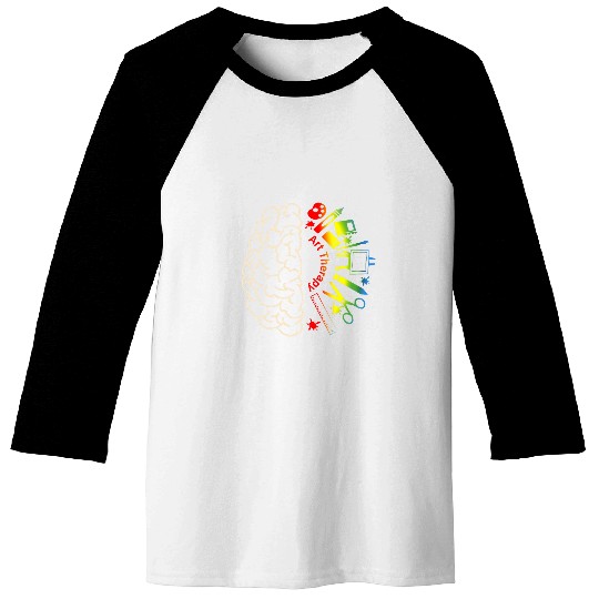 Brain Art Therapy Palette Brush Artist Painter Art Teacher Baseball Tees