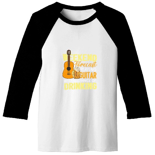 Funny Guitar Beer Weekend Forecast Playing Guitar With Drinking Beer Baseball Tees